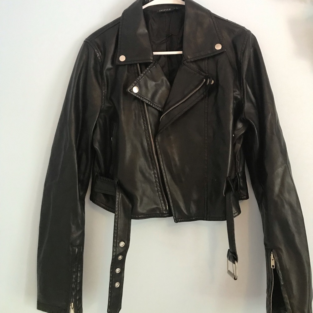 New Pleather black biker jacket